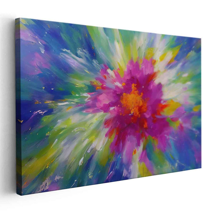 Chromatic Rush: Abstract Expressionist Magenta and Orange Canvas Art Print