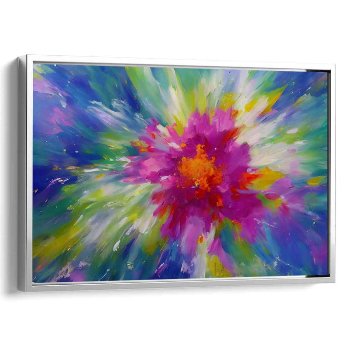 Chromatic Rush: Abstract Expressionist Magenta and Orange Canvas Art Print