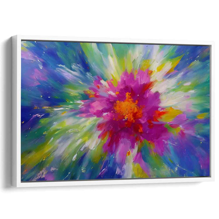 Chromatic Rush: Abstract Expressionist Magenta and Orange Canvas Art Print