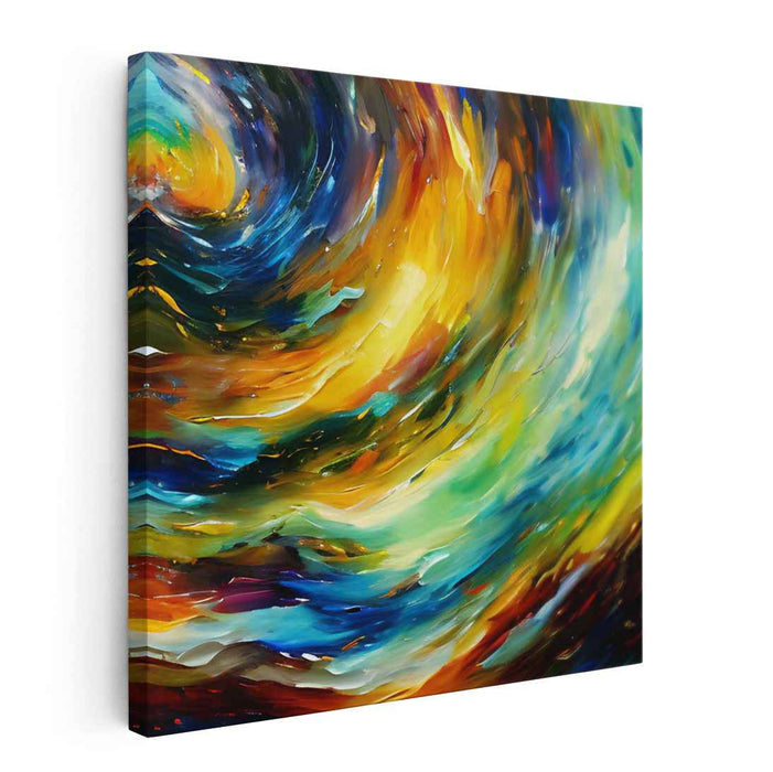 Vivid Cosmic Ripples: Dynamic Swirls of Colorful Energy Canvas Art Print