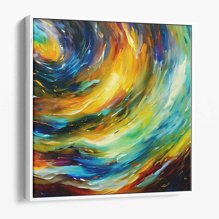 Vivid Cosmic Ripples: Dynamic Swirls of Colorful Energy Canvas Art Print