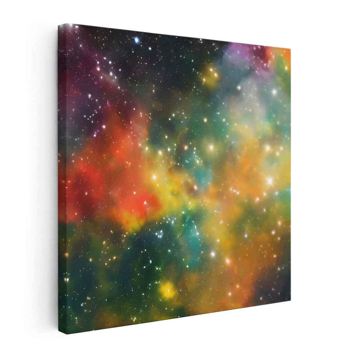 Cosmic Symphony Bursting Alive: Vibrant Nebula and Stars Canvas Art Print
