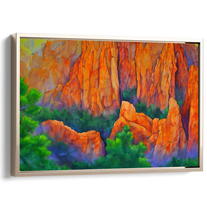 Spectral Hues Dance Across Horizon: Vibrant Landscape Watercolor Canvas Art Print