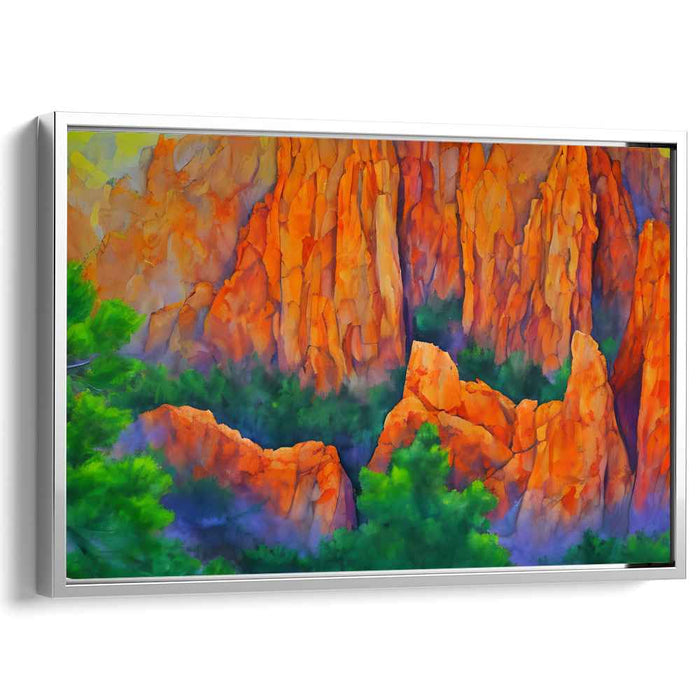 Spectral Hues Dance Across Horizon: Vibrant Landscape Watercolor Canvas Art Print