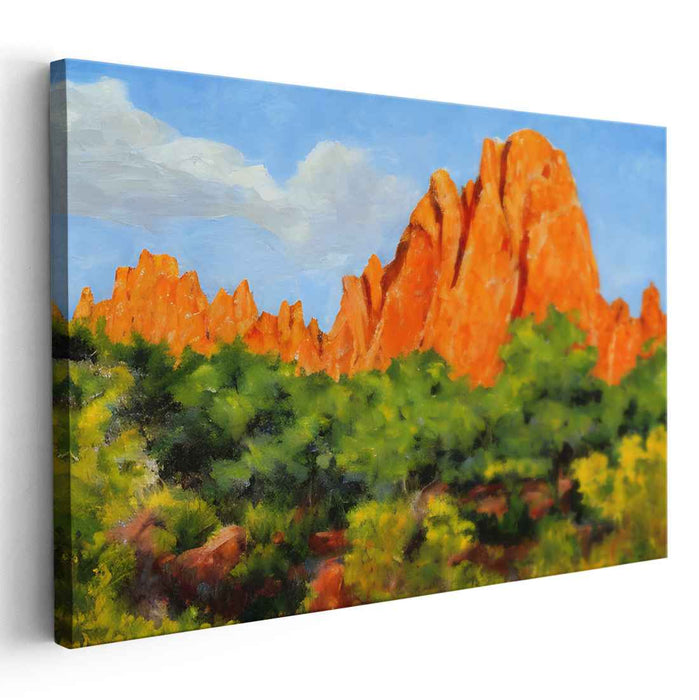 Terra Caelum: Vibrant Orange Rock Formations Landscape Canvas Art