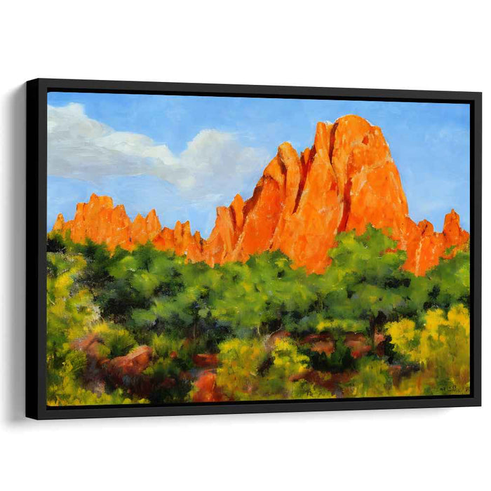 Terra Caelum: Vibrant Orange Rock Formations Landscape Canvas Art