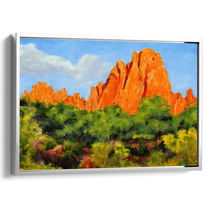 Terra Caelum: Vibrant Orange Rock Formations Landscape Canvas Art