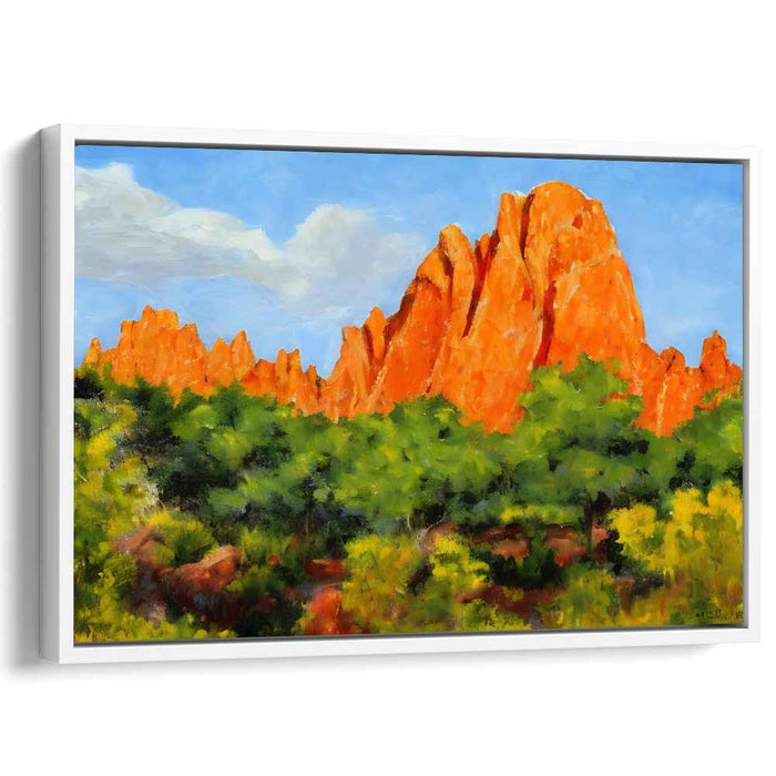 Terra Caelum: Vibrant Orange Rock Formations Landscape Canvas Art
