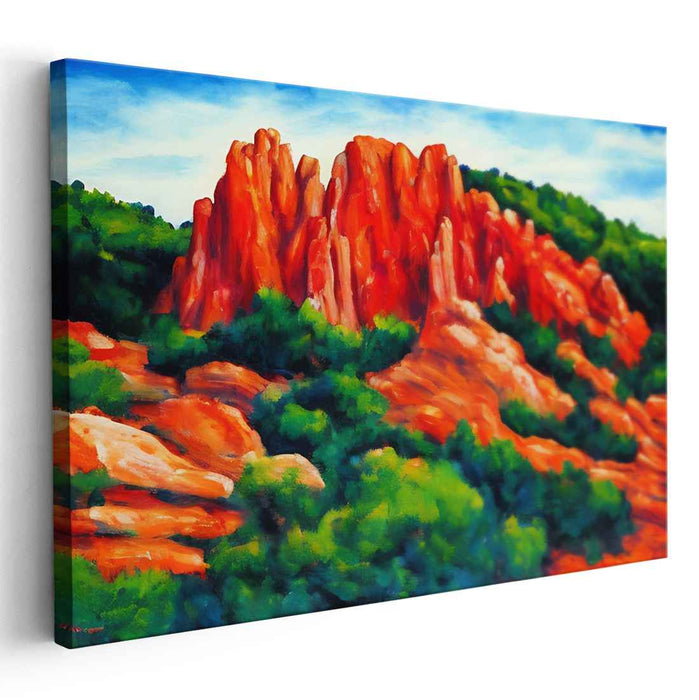 Landscape Tapestry Symphony: Vibrant Landscape Canvas Art Print
