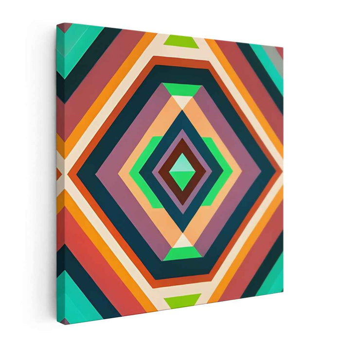 Hypnotic Geometry: Vibrant Concentric Squares Canvas Art Print