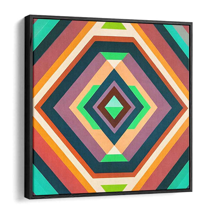 Hypnotic Geometry: Vibrant Concentric Squares Canvas Art Print