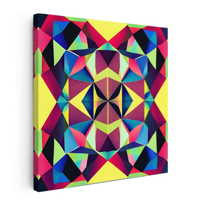 Luminous Spectrum Harmony: Vibrant Geometric Abstract Canvas Art Print