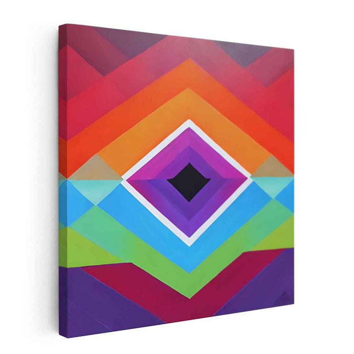 Vibrant Geometric Spectrum: Dynamic Diamond Canvas Art Print