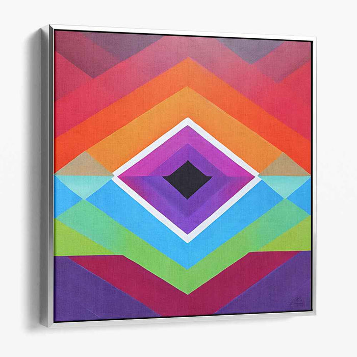Vibrant Geometric Spectrum: Dynamic Diamond Canvas Art Print