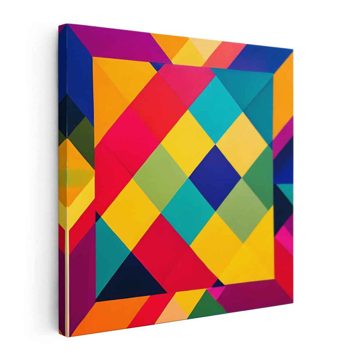 Chromatic Labyrinth: Contemporary Abstract Color Maze Canvas Art Print