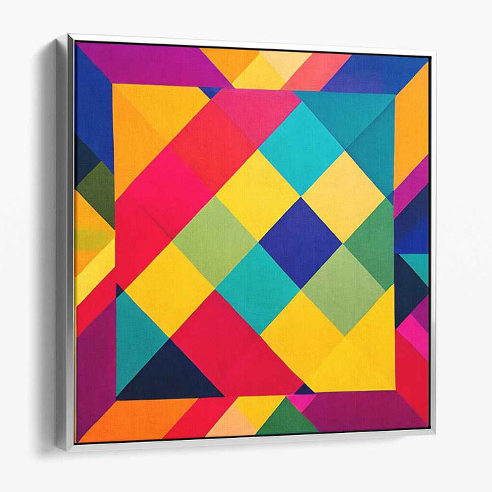 Chromatic Labyrinth: Contemporary Abstract Color Maze Canvas Art Print