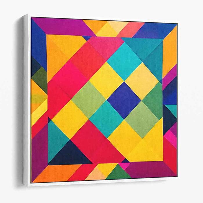 Chromatic Labyrinth: Contemporary Abstract Color Maze Canvas Art Print