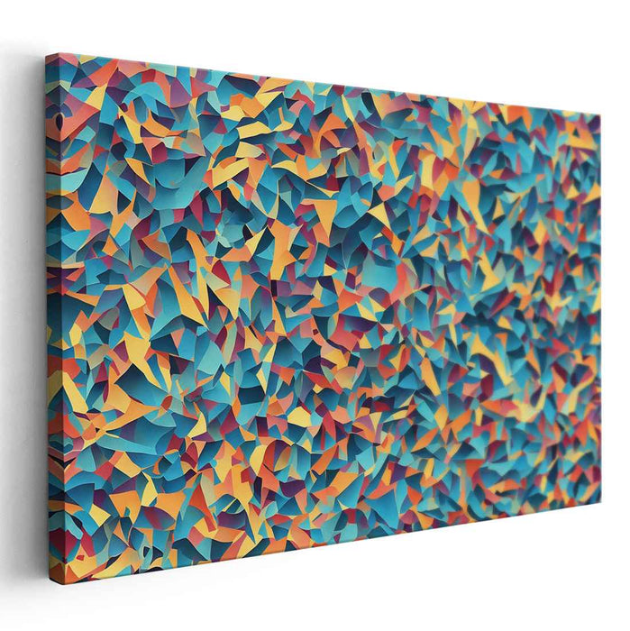 Tangential Spectrum Abstraction: Abstract Geometric Turquoise and Orange Canvas Art Print