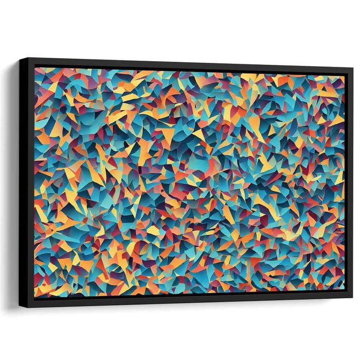 Tangential Spectrum Abstraction: Abstract Geometric Turquoise and Orange Canvas Art Print