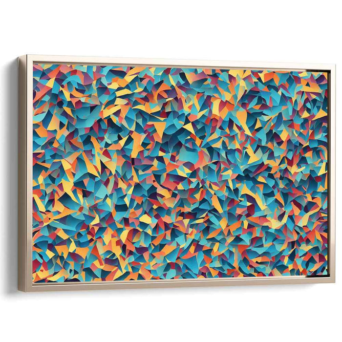 Tangential Spectrum Abstraction: Abstract Geometric Turquoise and Orange Canvas Art Print