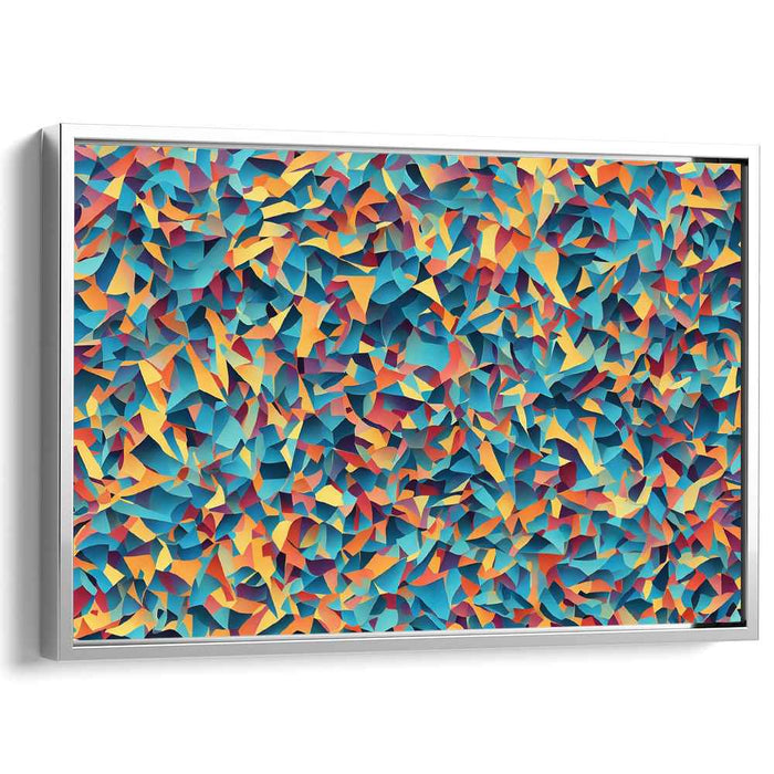 Tangential Spectrum Abstraction: Abstract Geometric Turquoise and Orange Canvas Art Print