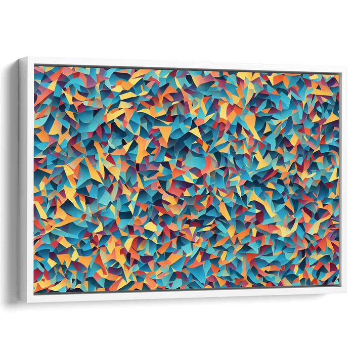Tangential Spectrum Abstraction: Abstract Geometric Turquoise and Orange Canvas Art Print