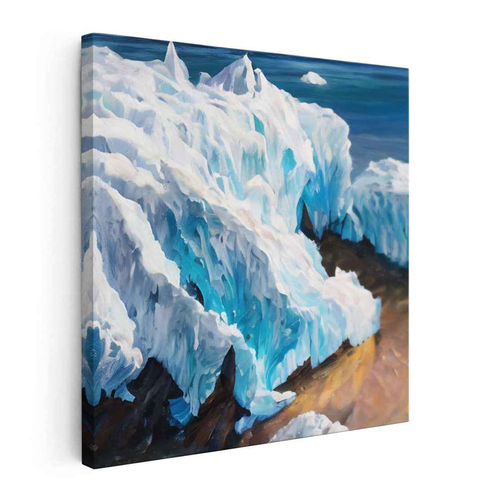 Glacial Whispers: Realistic Ice Landscape Canvas Art Print
