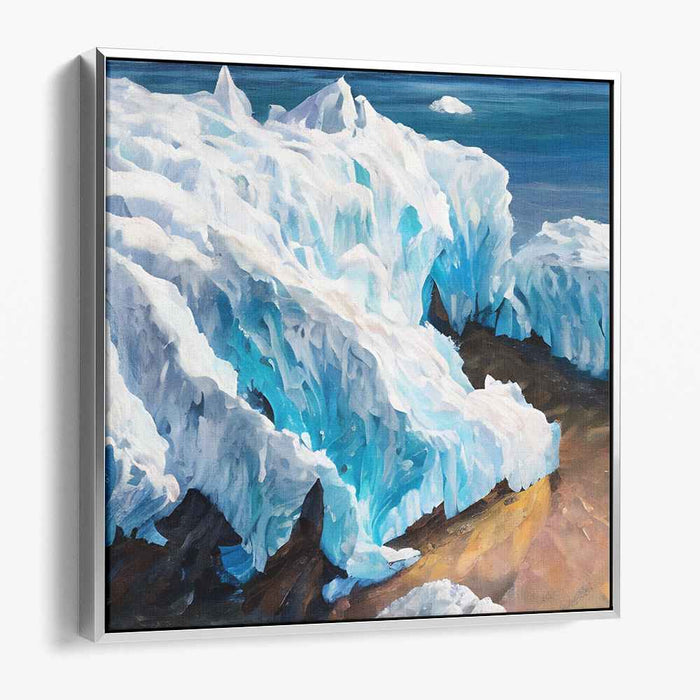 Glacial Whispers: Realistic Ice Landscape Canvas Art Print