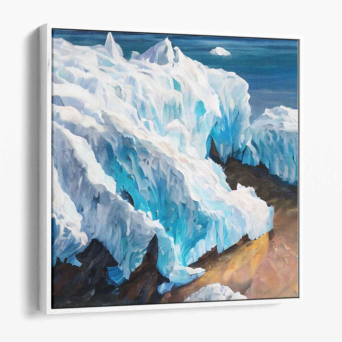 Glacial Whispers: Realistic Ice Landscape Canvas Art Print