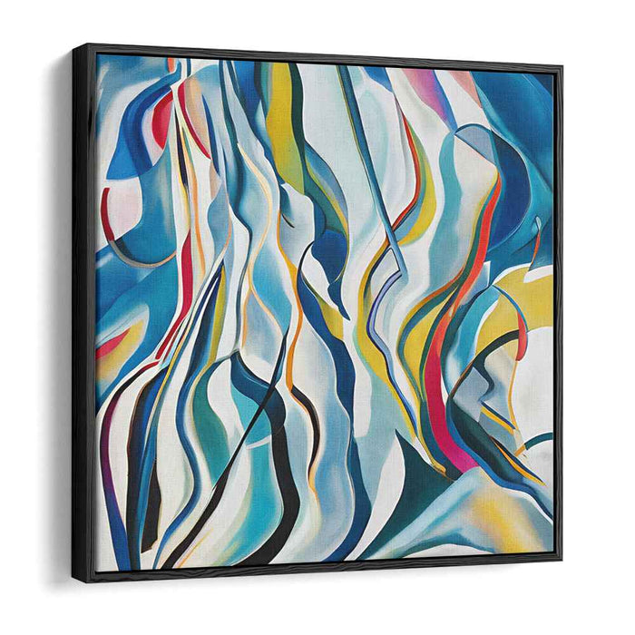 Energetic Contours: Modern Abstract Blue Swirls Canvas Art Print