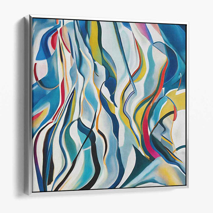 Energetic Contours: Modern Abstract Blue Swirls Canvas Art Print