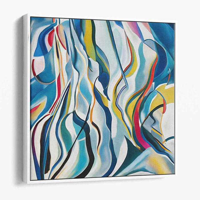 Energetic Contours: Modern Abstract Blue Swirls Canvas Art Print