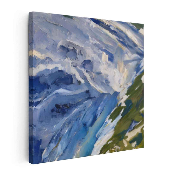 Fluctuating Hues of Nature: Dynamic Blue and Green Impressionist Landscape Canvas Art Print