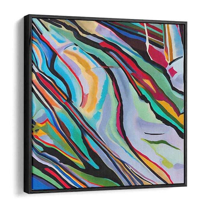 Rhythmic Contrast: Abstract Expressionist Turquoise and Red Canvas Art Print