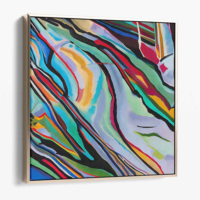 Rhythmic Contrast: Abstract Expressionist Turquoise and Red Canvas Art Print