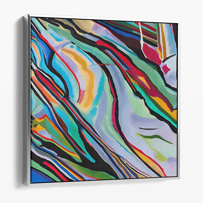 Rhythmic Contrast: Abstract Expressionist Turquoise and Red Canvas Art Print