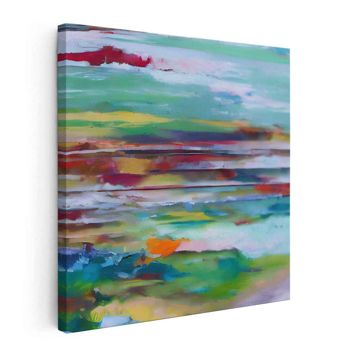 Emerald Vibrations: Abstract Expressionist Green Canvas Art Print