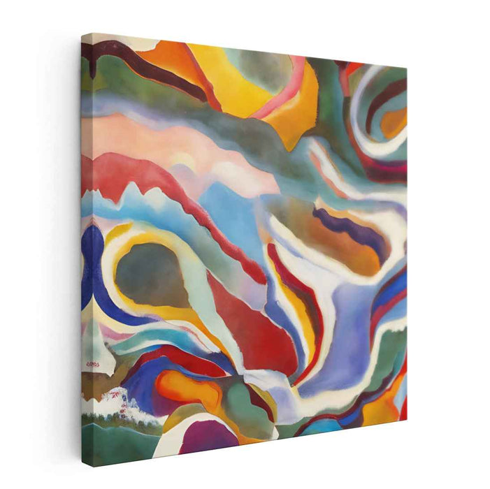Oceanic Melting Pot: Abstract Expressionist Blue and Orange Canvas Art Print