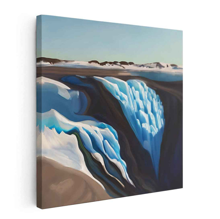 Frozen Depths Exploration: Realistic Arctic Ice Crevasse Canvas Art Print