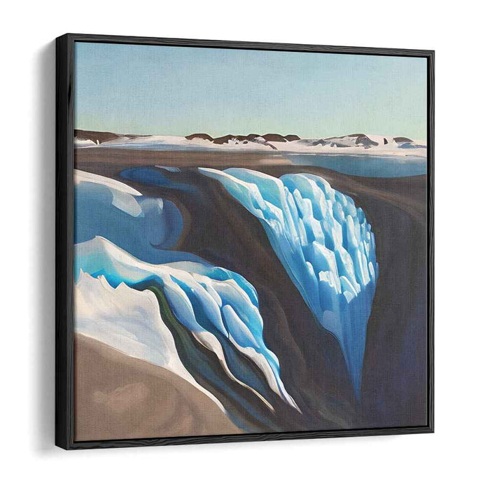 Frozen Depths Exploration: Realistic Arctic Ice Crevasse Canvas Art Print