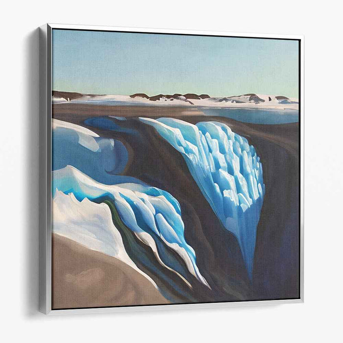 Frozen Depths Exploration: Realistic Arctic Ice Crevasse Canvas Art Print