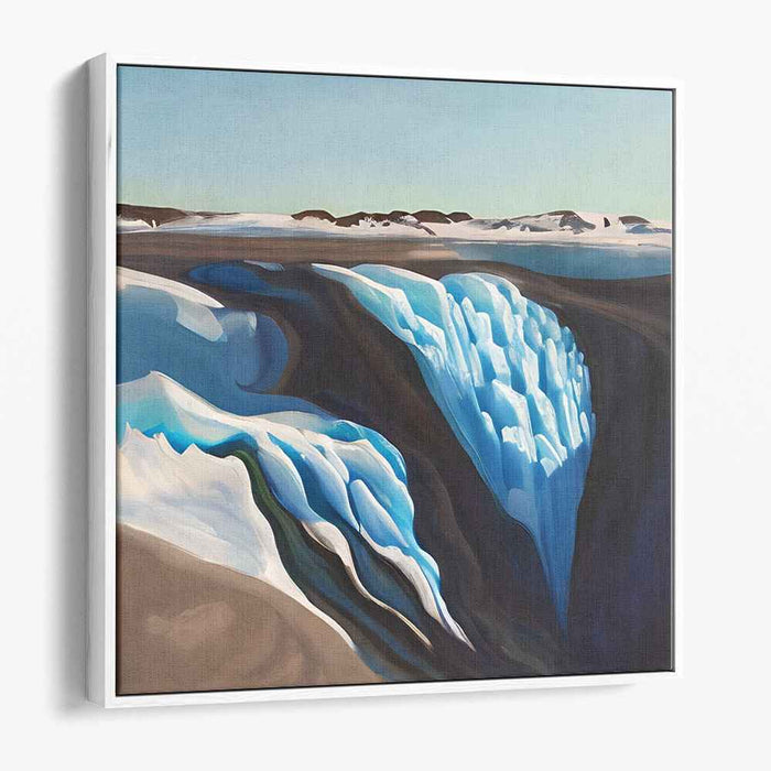 Frozen Depths Exploration: Realistic Arctic Ice Crevasse Canvas Art Print