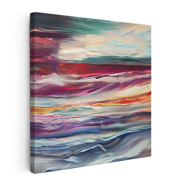 Stormy Ocean Palette Dance: Abstract Expressionist Seascape Canvas Art Print