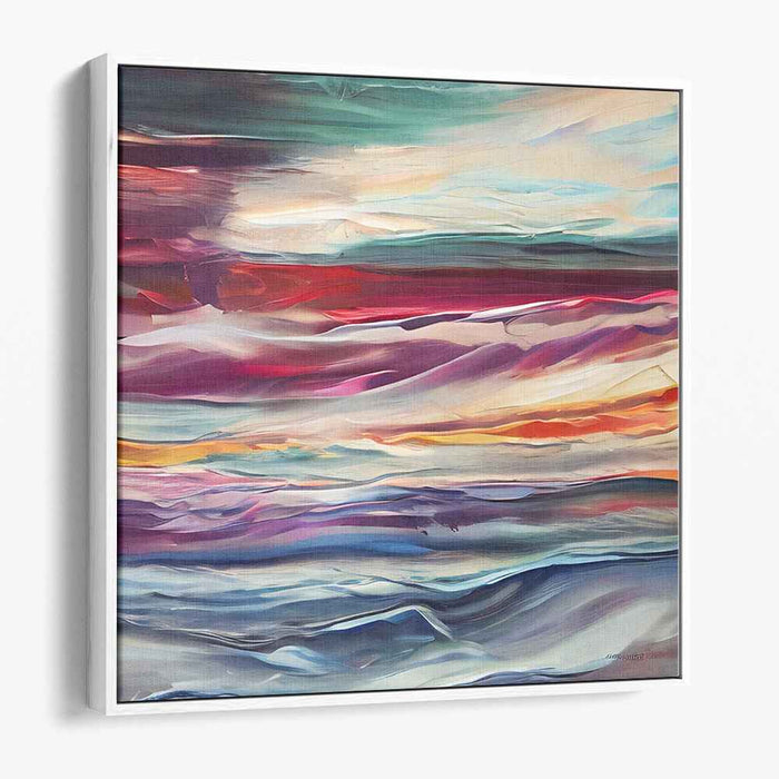 Stormy Ocean Palette Dance: Abstract Expressionist Seascape Canvas Art Print