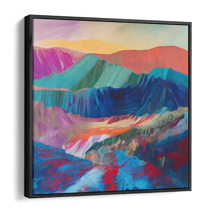 Tectonic Symphony: Abstract Expressionist Mountain Landscape Canvas Art Print
