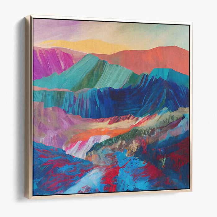 Tectonic Symphony: Abstract Expressionist Mountain Landscape Canvas Art Print