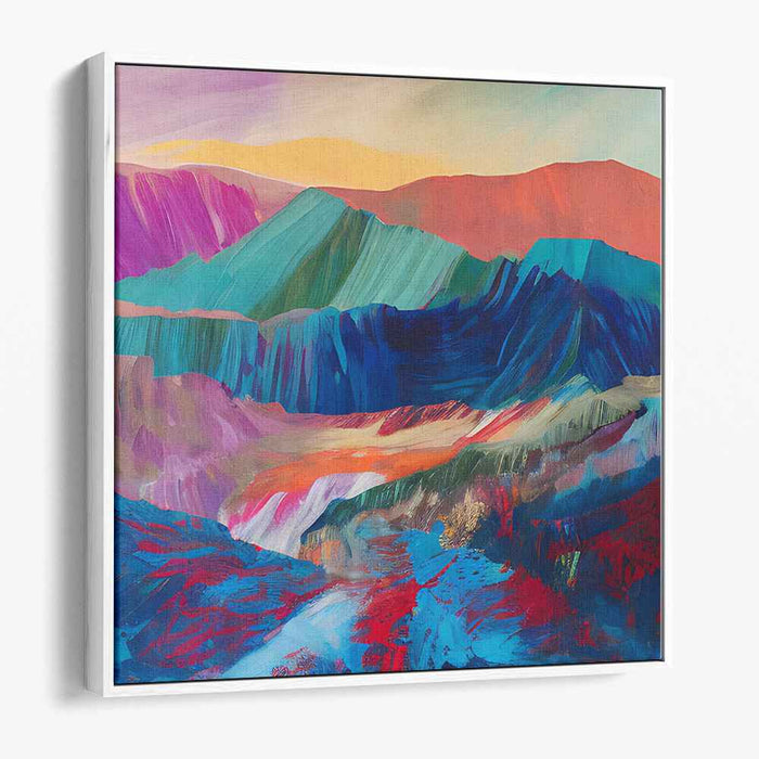 Tectonic Symphony: Abstract Expressionist Mountain Landscape Canvas Art Print