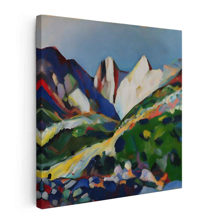 Mountains of Emotion: Abstract Expressionist Mountain Landscape Canvas Art Print