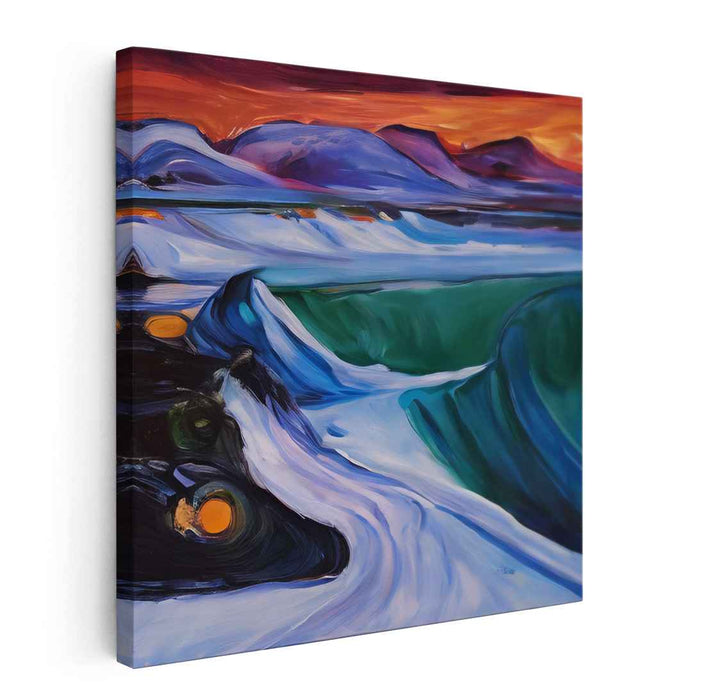 Everchanging Perspectives: Dynamic Landscape in Surreal Hues Canvas Art Print