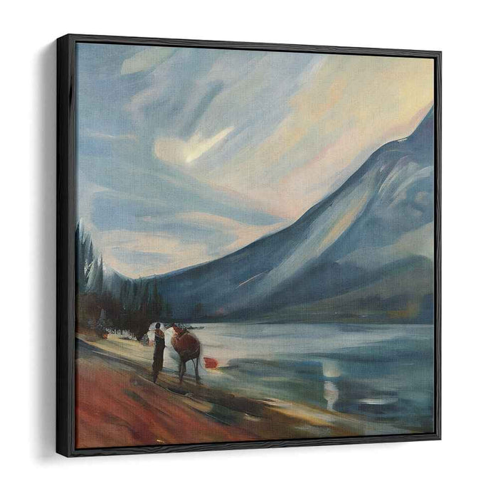 Nomad's Silent Traverse: Serene Mountain Landscape with Camel and Figure